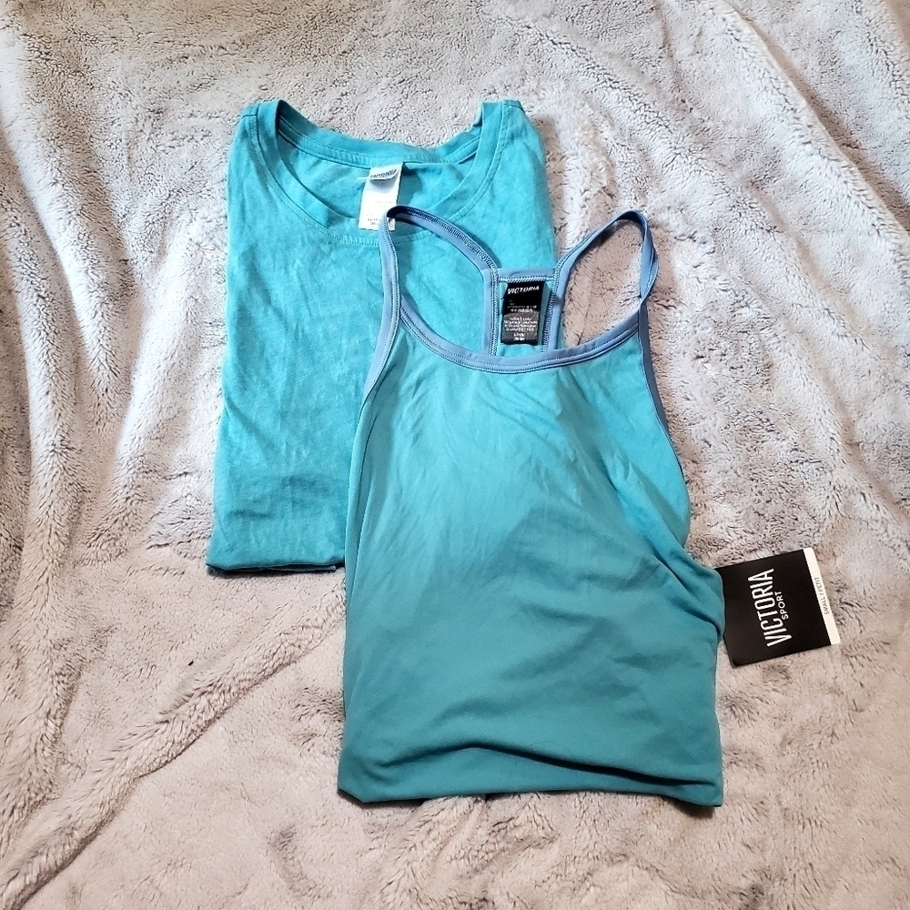 Victoria's Secret Victoria Sport 2 Teal Tank Tops Size XS & Small